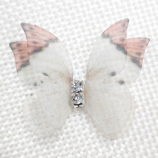 Picture of 20 PCs Polyester Ethereal Butterfly DIY Handmade Craft Materials Accessories Beige Butterfly Animal Multilayer 3cm