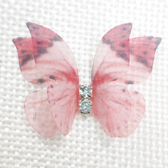 Picture of 20 PCs Polyester Ethereal Butterfly DIY Handmade Craft Materials Accessories Red Butterfly Animal Multilayer 3cm