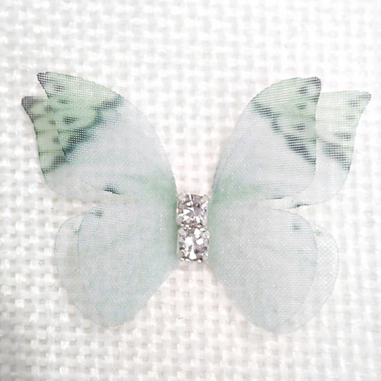 Picture of 20 PCs Polyester Ethereal Butterfly DIY Handmade Craft Materials Accessories Green Butterfly Animal Multilayer 3cm