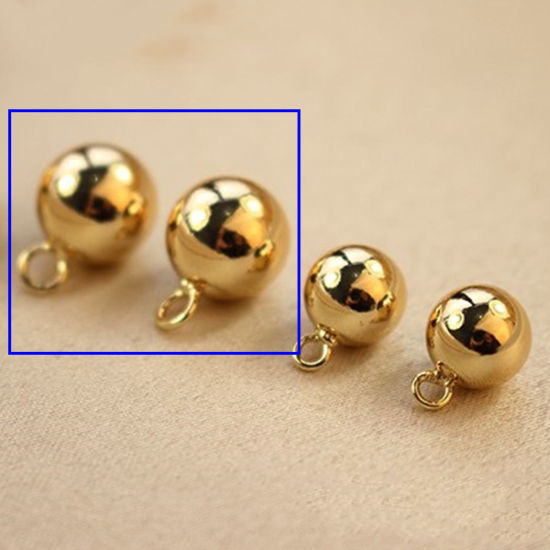 Image de 5 Pcs Breloques Géométrique en Laiton Balle Plaqué Or Véritable 18K 3D 16mm Dia.