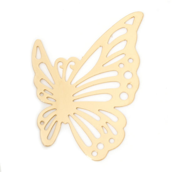 Picture of 10 PCs Iron Based Alloy Filigree Stamping Connectors Charms Pendants KC Gold Plated Butterfly Animal Insect Hollow 4.3cm x 3cm