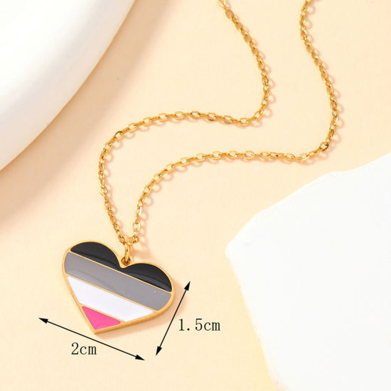 Imagen de 1 Unidad Enchapado al Vacío 304 Acero Inoxidable Arco iris Colgantes Corazón Chapado en Oro Multicolor Esmalte 20mm x 15mm