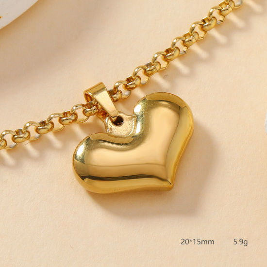 Picture of 2 PCs Vacuum Plating 304 Stainless Steel Casting Charm Pendant Gold Plated Heart 20mm x 15mm