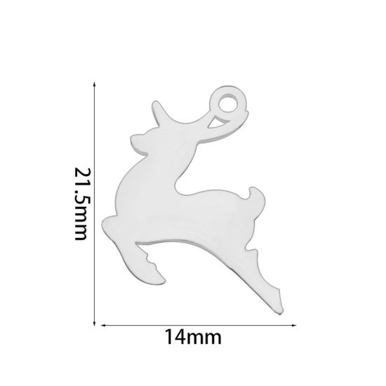 Bild von 2 PCs Eco-friendly 201 Stainless Steel Simple Charms Silver Tone Christmas Reindeer 21.5mm x 14mm