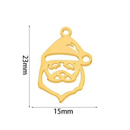 Bild von 2 PCs Vacuum Plating 201 Stainless Steel Simple Charms Gold Plated Christmas Santa Claus Hollow 23mm x 15mm