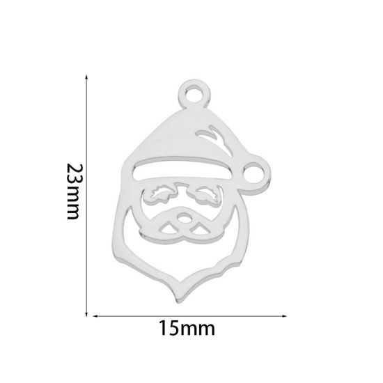 Bild von 2 PCs Eco-friendly 201 Stainless Steel Simple Charms Silver Tone Christmas Santa Claus Hollow 23mm x 15mm