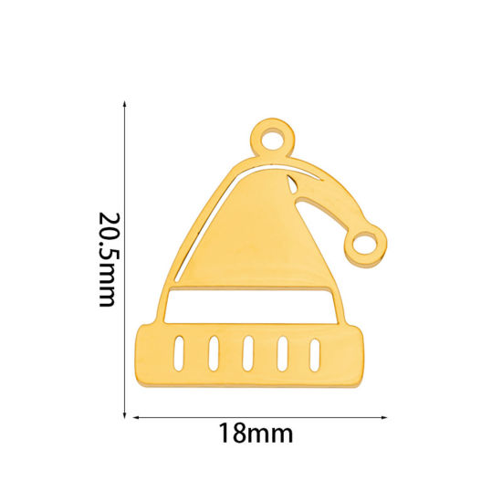 Bild von 2 PCs Vacuum Plating 201 Stainless Steel Simple Charms Gold Plated Christmas Hats Hollow 20.5mm x 18mm