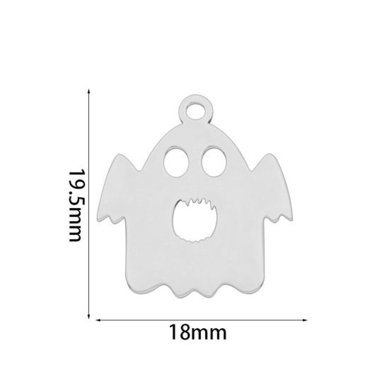 Изображение 2 ШТ Экологичный 201 Нержавеющая Сталь Милый Подвески Хэллоуин Призрак Серебряный Тон ажурная резьба 19.5мм x 18мм