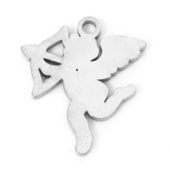 Picture of 2 PCs 304 Stainless Steel Charms Silver Tone Angel 19mm x 16mm