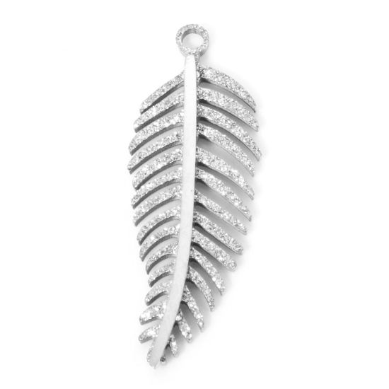 Изображение 2 ШТ 304 Нержавеющая Сталь Подвески Серебряный Тон Лист Стардаст 28мм x 10.5мм