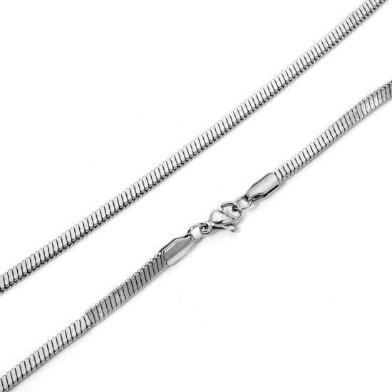 Picture of 1 Piece 304 Stainless Steel Snake Chain Necklace For DIY Jewelry Making Silver Tone 50cm(19.7") long, Chain Size: 3mm