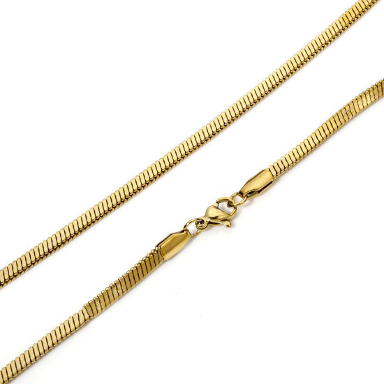 Picture of 1 Piece Vacuum Plating 304 Stainless Steel Snake Chain Necklace For DIY Jewelry Making 18K Gold Plated 50cm(19.7") long, Chain Size: 3mm