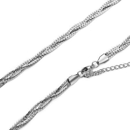 Picture of Wholesale Weave Braided Snake Chain Necklace, Silver Tone 304 Stainless Steel, Unisex Stylish Minimalist Gift Jewelry For Retailer, 45cm(17.7") long, Chain Size: 5mm, 1 Piece