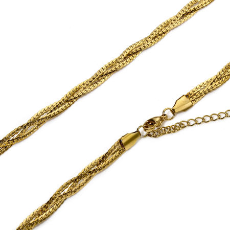 Picture of Wholesale Weave Braided Snake Chain Necklace, 18K Gold Plated 304 Stainless Steel, Unisex Vacuum Plating Stylish Minimalist Gift Jewelry For Retailer, 45cm(17.7") long, Chain Size: 5mm, 1 Piece