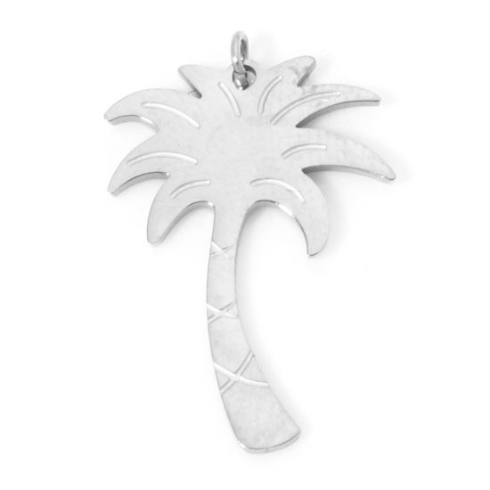 Immagine di 1 Pz Ecologico 304 Acciaio Inossidabile Semplice Ciondoli Albero di Cocco Tono Argento 20.5mm x 14.5mm