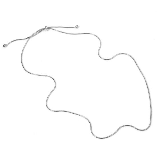 1 本 304ステンレス鋼 スネークチェーン 調整可能 スライダー ネックレス シルバートーン 58cm長さ、 の画像