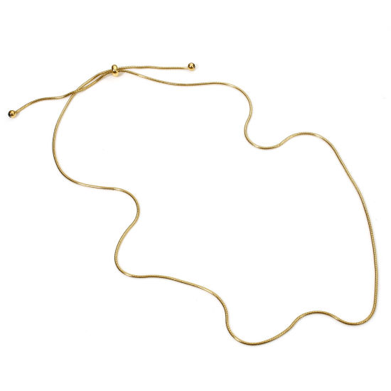 1 本 真空メッキ 304ステンレス鋼 スネークチェーン 調整可能 スライダー ネックレス 18Kゴールドメッキ 58cm長さ、 の画像