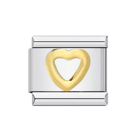 Bild von 5 Stück 304 Edelstahl Charm-Armband mit italienischen Gliedern zur Herstellung von DIY-Schmuck Vergoldet & Silberfarbe Rechteck Herz 10mm x 9mm