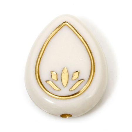 Picture of Acrylic Retro Beads For DIY Jewelry Making Multicolor Drop Lotus Flower About 17mm x 14mm, Hole: Approx 1.8mm