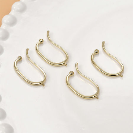 Изображение 2 ШТ Гипоаллергенный Латунь Простой Уха Манжеты Обертывание Клип Серьги Разноцветный В формеU С петлей