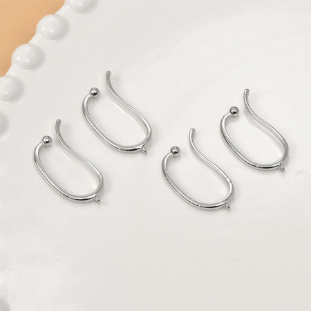 Изображение 2 ШТ Гипоаллергенный Латунь Простой Уха Манжеты Обертывание Клип Серьги Разноцветный В формеU С петлей