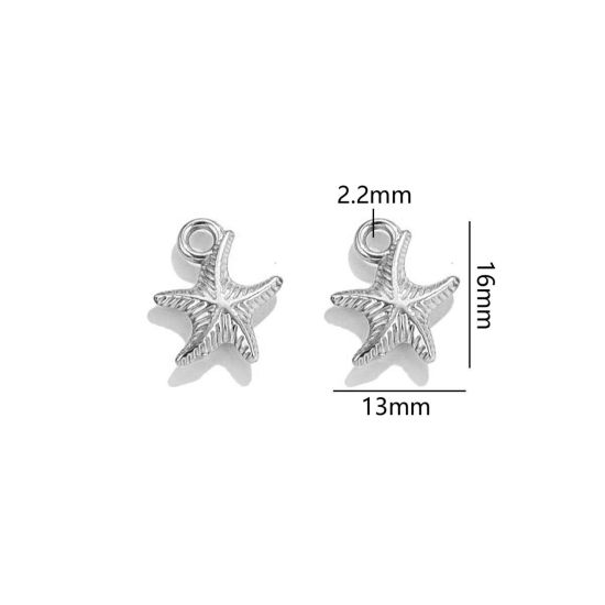 Picture of 2 PCs 304 Stainless Steel Ocean Jewelry Charms Silver Tone 3D 16mm x 13mm