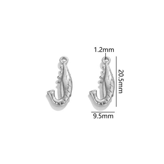 Image de 2 Pcs Breloques en 304 Acier Inoxydable Bijoux d'Océan Homard Argent Mat 3D 20.5mm x 9.5mm