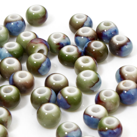 Picture of 100 PCs Ceramic Beads For DIY Jewelry Making Round Multicolor About 6mm Dia, Hole: Approx 2.2mm