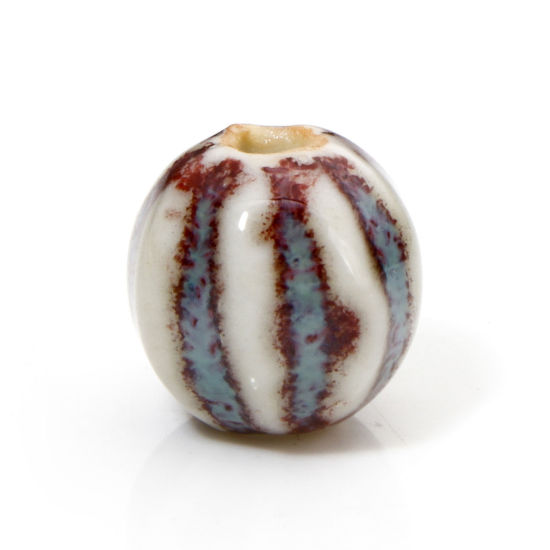 Picture of 20 PCs Ceramic Beads For DIY Jewelry Making Pumpkin Wine Red About 12mm x 11mm, Hole: Approx 2mm