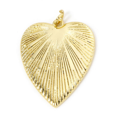Image de 1 Pièce Pendentifs La Saint Valentin en Laiton Respectueux de la Nature Cœur Plaqué Or Véritable 18K Texture 3cm x 2.2cm