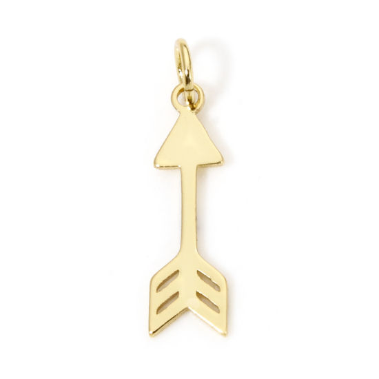 Picture of 5 PCs Eco-friendly Brass Charms 18K Real Gold Plated Arrow Smooth Blank 22mm x 5.5mm