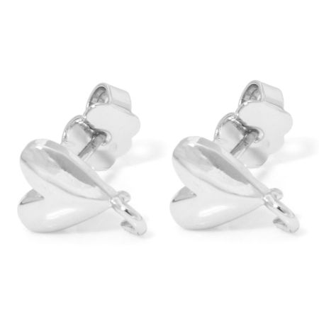 Image de 1 Paire Boucles d'Oreilles Puces Respectueux de la Nature en Laiton La Saint Valentin Plaqué Platine Véritable Cœur Boucle Ouvert 10mm x 8mm, Epaisseur de Fil: 0.8mm(taille 20)
