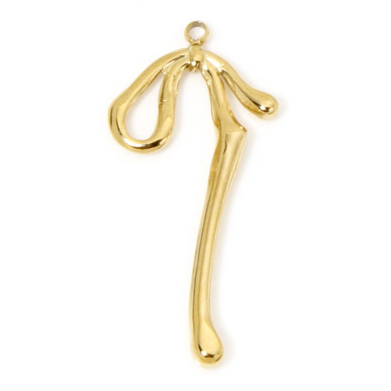 Bild von 1 Stück Umweltfreundliche Vakuumbeschichtung 304 Edelstahl Stilvoll Anhänger Schleife Vergoldet 33mm x 15.5mm