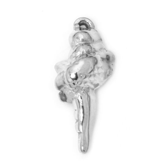Image de 1 Pièce Breloques en 304 Acier Inoxydable Respectueux de la Nature Bijoux d'Océan Escargot de Mer Argent Mat 17mm x 7.5mm