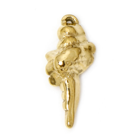 Image de 1 Pièce Breloques en 304 Acier Inoxydable Placage Sous Vide Écologique Bijoux d'Océan Escargot de Mer Doré 17mm x 7.5mm
