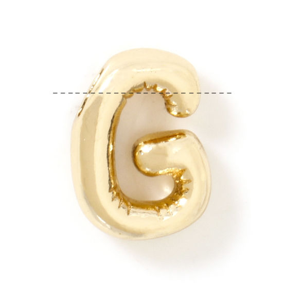 Immagine di 1 Pz Ecologico Ottone Ciondoli Lettera Maiuscola 14K Vero Oro Placcato Lettere " G " 11mm x 8mm