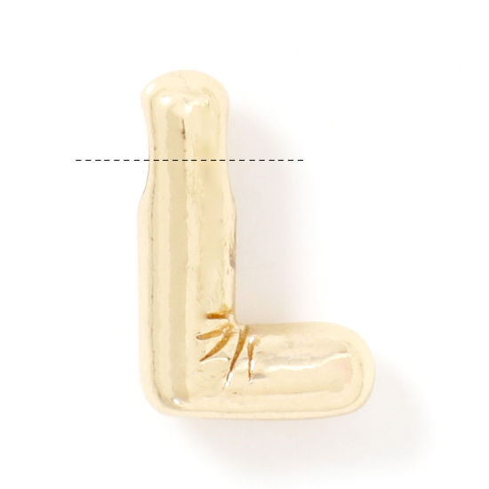 Immagine di 1 Pz Ecologico Ottone Ciondoli Lettera Maiuscola 14K Vero Oro Placcato Lettere " L " 11.5mm x 8mm