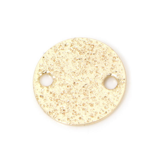 Image de 5 Pcs Connecteurs Pendentifs Breloques Géométrique en Laiton Respectueux de la Nature Rond Plaqué Or Véritable 14K Amas Stellaire 10mm Dia.