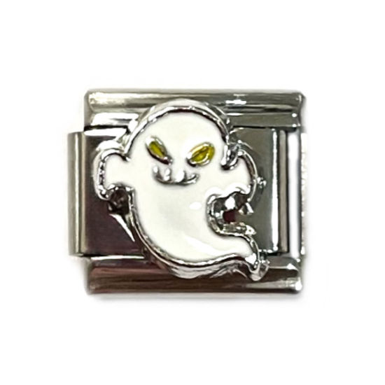 Image de 1 Pièce Bracelet à Maillons Breloques Italiens Accessories de Fabrication de Bracelets Bijoux DIY en Acier Inoxydable Argent Mat Rectangle Fantôme Halloween 10mm x 9mm