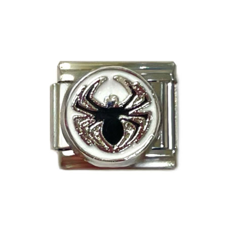 Picture of Stainless Steel Halloween Italian Charm Links For DIY Bracelet Jewelry Making Silver Tone Rectangle 10mm x 9mm