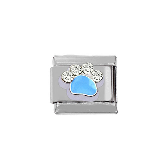 Изображение 1 ШТ Нержавеющая Сталь Очаровательный итальянский браслет со звеньями Изготовление ювелирных изделий своими руками Серебряный Тон Прямоугольник отпечаток лапы 10мм x 9мм