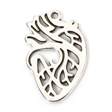 Picture of Zinc Based Alloy Anatomy Jewerly Charms Antique Silver Color Anatomical Human Heart Hollow