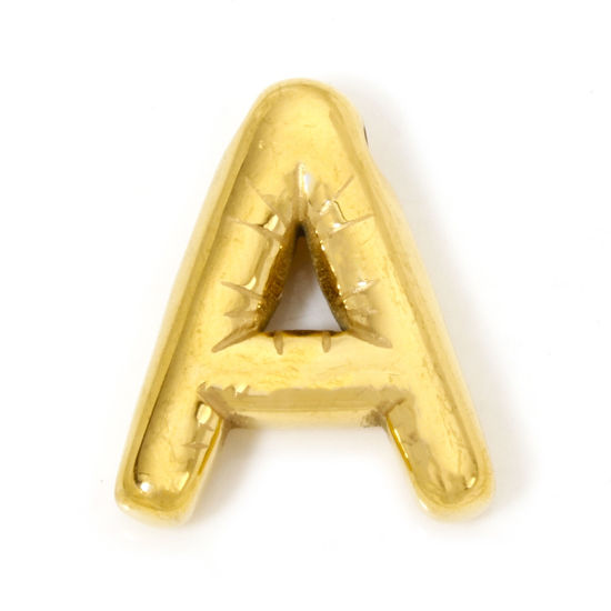 Изображение 2 ШТ Экологичное вакуумное PVD-покрытие 304 Нержавеющая Сталь Подвески 18K позолоченный прописная буква Сообщение " A " 21мм x 17мм