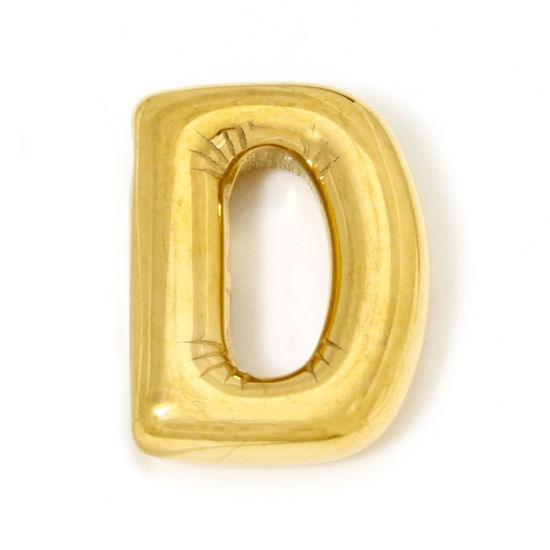 Изображение 2 ШТ Экологичное вакуумное PVD-покрытие 304 Нержавеющая Сталь Подвески 18K позолоченный прописная буква Сообщение " D " 21мм x 16мм