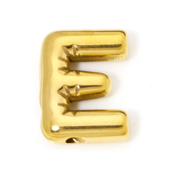 Изображение 2 ШТ Экологичное вакуумное PVD-покрытие 304 Нержавеющая Сталь Подвески 18K позолоченный прописная буква Сообщение " E " 21мм x 15мм