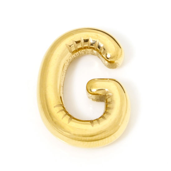 Изображение 2 ШТ Экологичное вакуумное PVD-покрытие 304 Нержавеющая Сталь Подвески 18K позолоченный прописная буква Сообщение " G " 21мм x 15мм