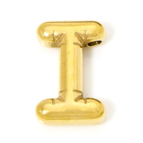 Изображение 2 ШТ Экологичное вакуумное PVD-покрытие 304 Нержавеющая Сталь Подвески 18K позолоченный прописная буква Сообщение " I " 20мм x 13мм