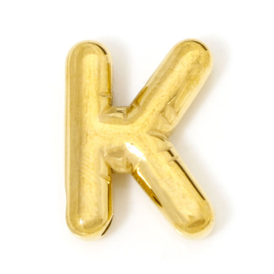 Изображение 2 ШТ Экологичное вакуумное PVD-покрытие 304 Нержавеющая Сталь Подвески 18K позолоченный прописная буква Сообщение " K " 21мм x 15мм