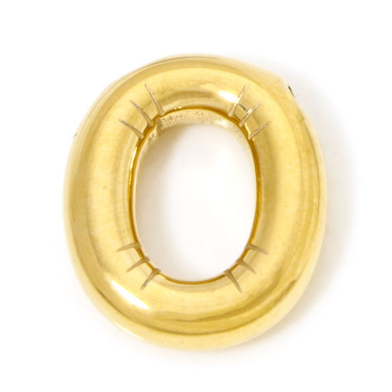 Изображение 2 ШТ Экологичное вакуумное PVD-покрытие 304 Нержавеющая Сталь Подвески 18K позолоченный прописная буква Сообщение " O " 19мм x 16.5мм