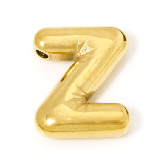 Изображение 2 ШТ Экологичное вакуумное PVD-покрытие 304 Нержавеющая Сталь Подвески 18K позолоченный прописная буква Сообщение " Z " 19.5мм x 16мм